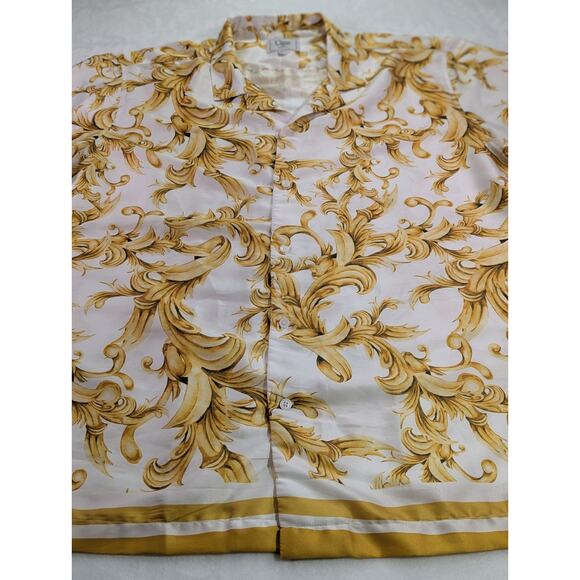 Gold Baroque Style Print Short Sleeve Sport Shirt Size 3XL by Cigar Couture - Picture 5 of 12